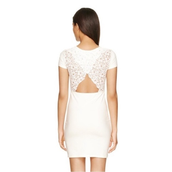 Talula Sz M Jersey Lace Back Dress Cream - Picture 1 of 9